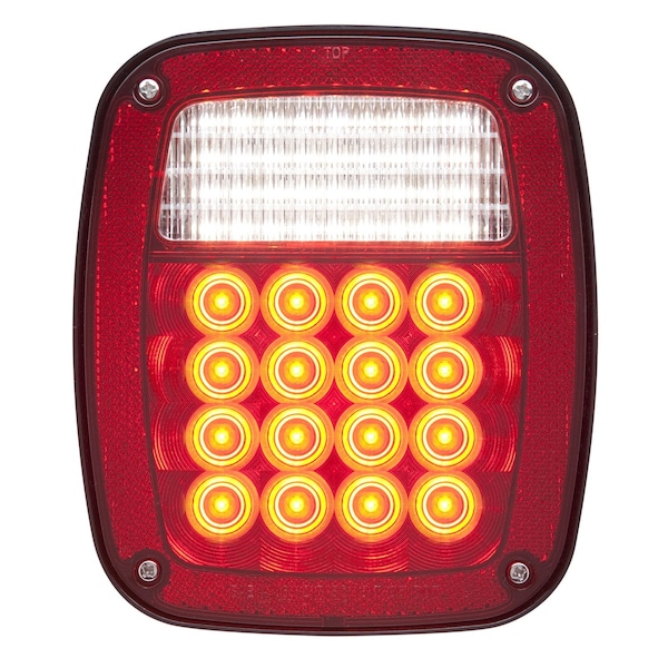 Optronics 52-Led Stud Mount Combination Stop/Turn/Tail/Backup Light With Reflex Lens And License STL60RLB - main